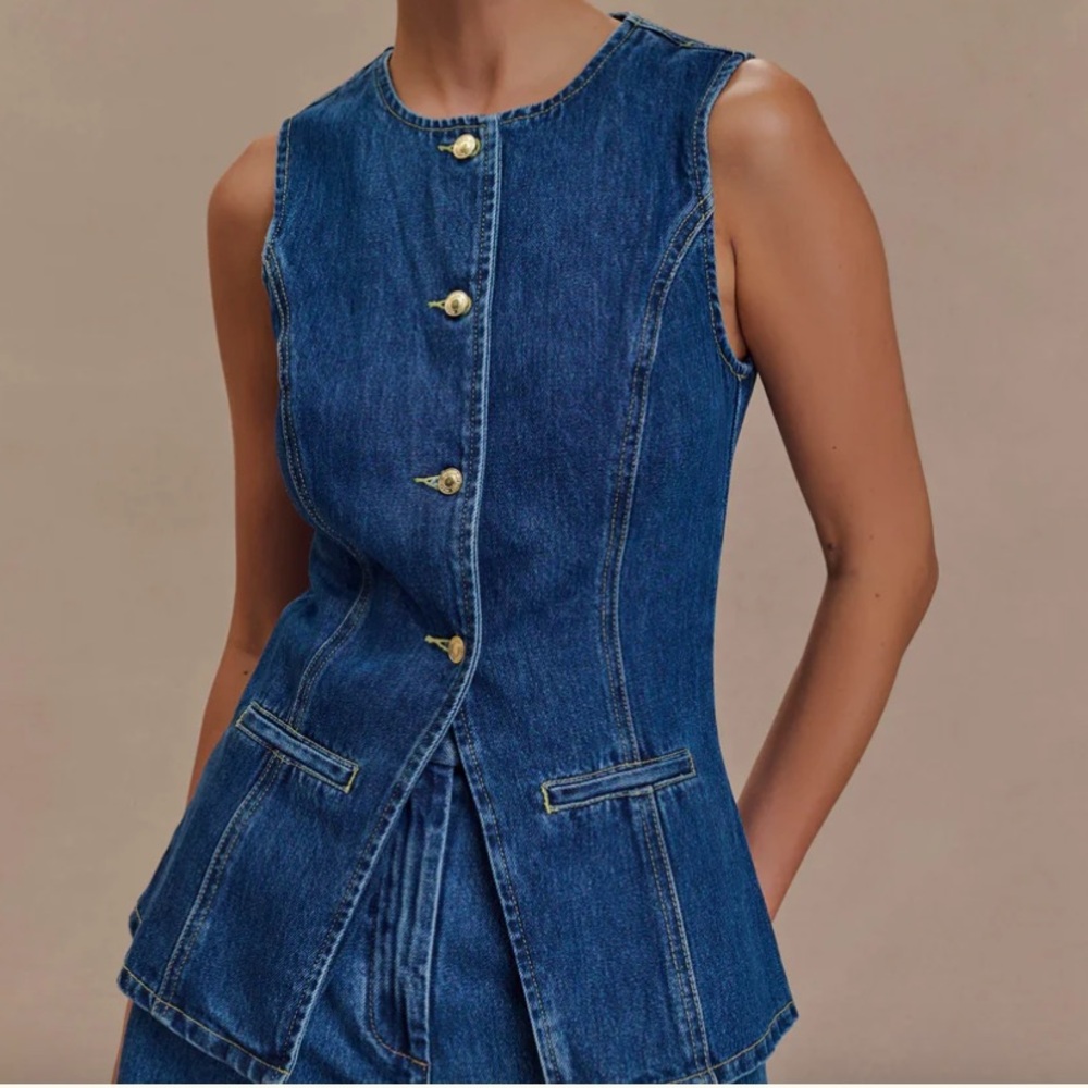 Meshki Blue Denim Sleeveless Top